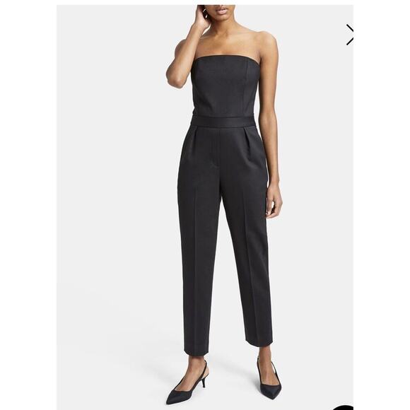 $879 Theory Women's Black Off The Shoulder Sleeveless Strapless Jumpsuit Size 10 - Picture 1 of 7